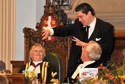 Colchester Oyster Feast with Michael J Fitch, Magician and the Mayor of Colchester, Councillor Sonia Lewis and The High Sheriff Mr. Michael Hindmarch 