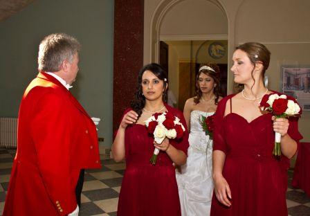 Civil wedding at Hylands House with the Essex Wedding Toastnaster about to make the ladies smile.