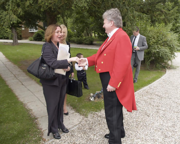 Essex wedding toastmaster meeting the registrars before the Civil Ceremony