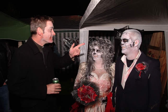 Vicar with the Bride and Groom at The Dead Wedding Party